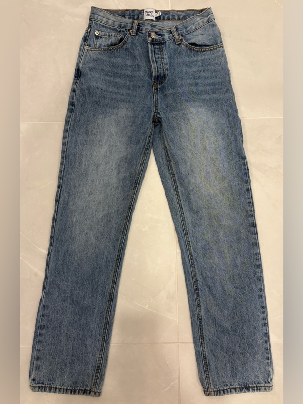Princess Polly Light Wash High Rise Straight Leg Jeans US 0